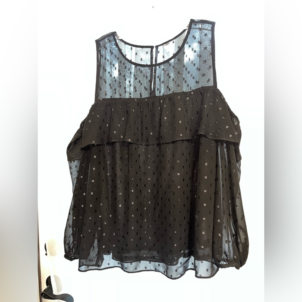 Old Navy Black Sheer Blouse with Dotted Design